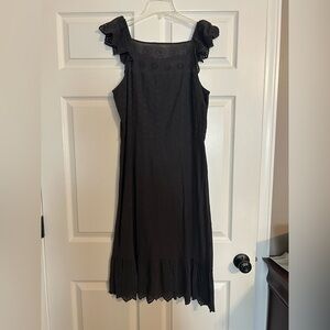 NWT Loft Navy Eyelet Ruffle Strap Midi Dress size 6
